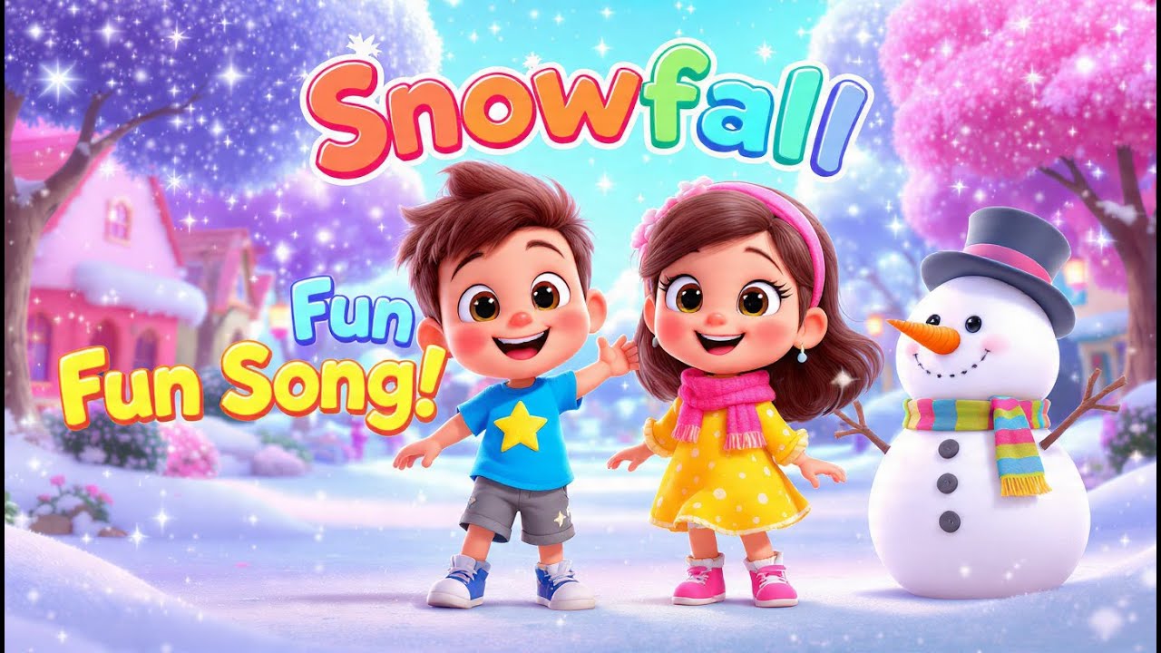 Snowfall Fun Song for Kids ❄️ | Cute Winter Rhyme with Snowman | Kids Learning Video
