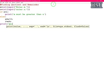 GE8161 Problem Solving and python Programming Laboratory 17   Finding Quotient and Remainder