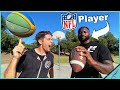 Challenging NFL PLAYER to TRICK SHOT H.O.R.S.E.! Basketball vs Football!