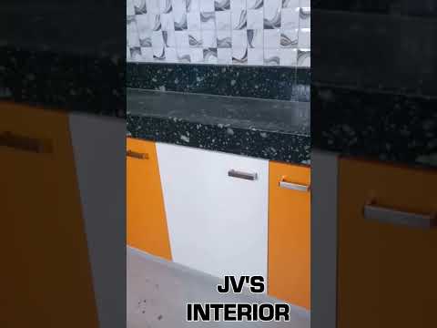 orange and white L SHAPED KITCHEN&WARDROBES