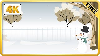 Winter cartoon backyard with fence video loops