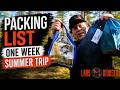 Packing list one week summer trip