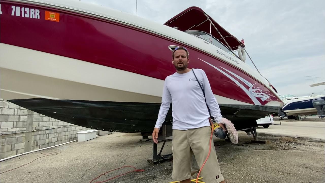 How to Properly High speed compound a boat using a rotary buffer YouTube