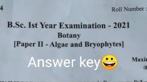 Algae and Bryophytes MCQs B.Sc. 1St year Important Mcqs Botany Previous year Question paper