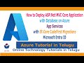 Azure Tutorial in Telugu | How To Deploy Asp.Net MVC Core App with Database on Azure App Services