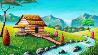 Painting of a farmhouse within a Beautiful mountain Landscape | Painting 499 by Easy paint with Biswanath 7,747 views 5 months ago 18 minutes