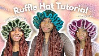 Crochet Ruffle Hat Tutorial + No Magic Ring ( detailed for beginners ) | Jonvxco