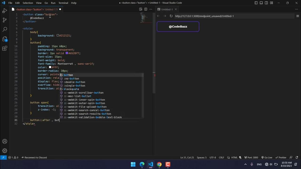 آموزش ساخت دکمه - How to make button with html & css - 2023 - YouTube