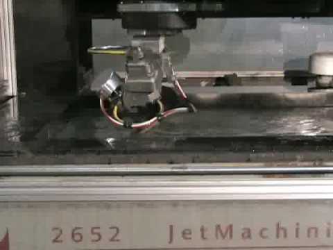 OMAX Bevel Head Cutting Head Demonstration - Waterjet Cutting With An Angle Part 02