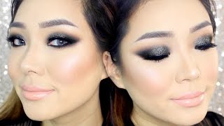 Black Glitter Smokey Eyes NYE Makeup