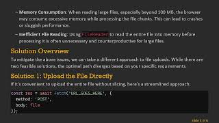 How to Prevent Browser Crashes When Uploading Large Files in JavaScript and ReactJS
