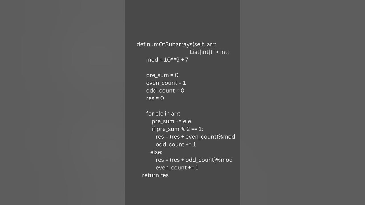 Leetcode Daily Challenge 25 Feb25 l Number of sub arrays with odd sum # ...