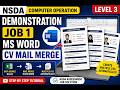 Computer Operation Level 3 (NSDA) Demonstration Job 1 | MS Word CV Mail Merge Tutorial Step by Step