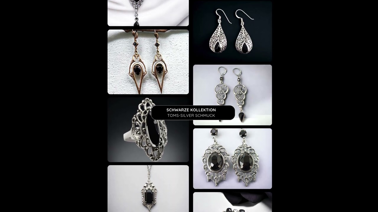 Mystische Eleganz: Schwarzer Schmuck mit Kristallglas & 925 Sterling Silber | Onyx-Edition