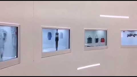 transparent LCD sceen display cabinet, showcase