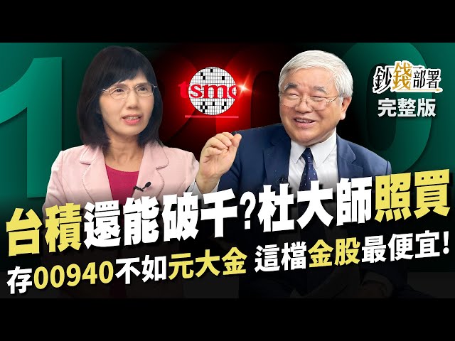 台股跳水失守2萬 台積電還能上1200? 杜大師照樣買 存00940不如元大金? 最便宜金融股是它!《鈔錢部署》盧燕俐 ft.杜金龍 20240416