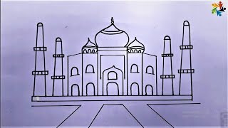 How to Draw a Easy #Taj_Mahal For Beginners | Simple Drawing