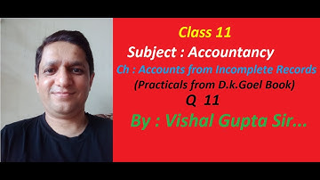 class 11 accounts ch accounts from incomplete records from dk goel book Q 11