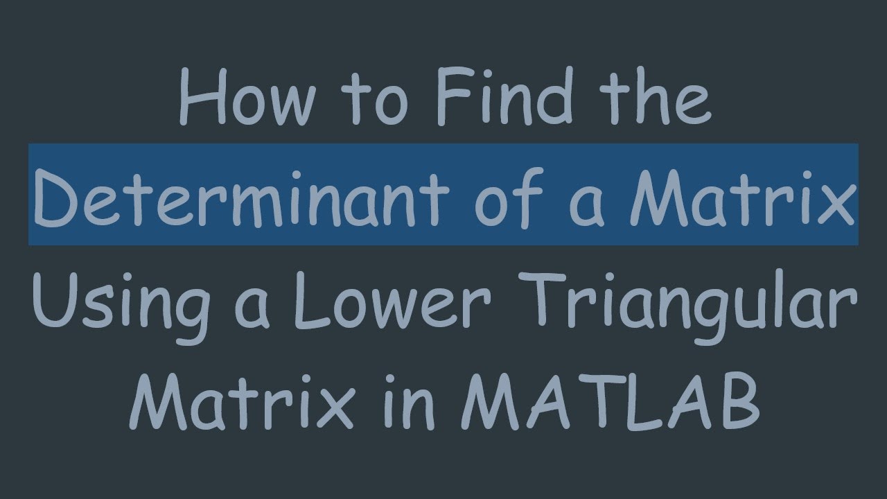 How to Find the Determinant of a Matrix Using a Lower Triangular Matrix in MATLAB