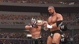 WWE2K24 Billy Graham & 'Macho King' Randy Savage vs Triple H '14 & Rey Mysterio '08