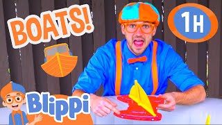 blippi learns colors with boats in the pool 1 hour of blippi toys