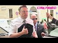 Elon musk arrives for lunch with heavy security at tullio restaurant in rome italy