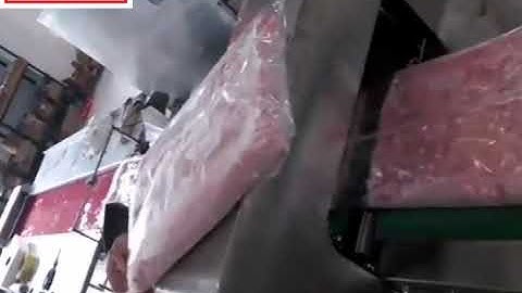 Big piece meat patties automatic film wrapping sealing packing machine testing video