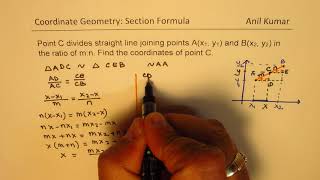 Derivation of Section Formula Division of Line Segment Coordinate Geometry
