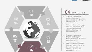 puzzle hexagon with globe and icons flat powerpoint design