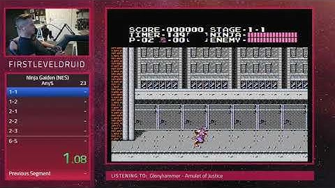 My first clean beginner run of 1-1 NINJA GAIDEN NES for SPEEDRUN practice