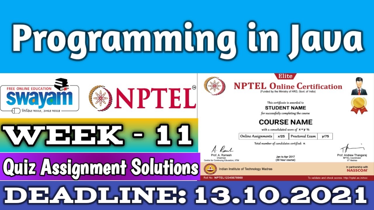 nptel week 11 assignment answers java 2023