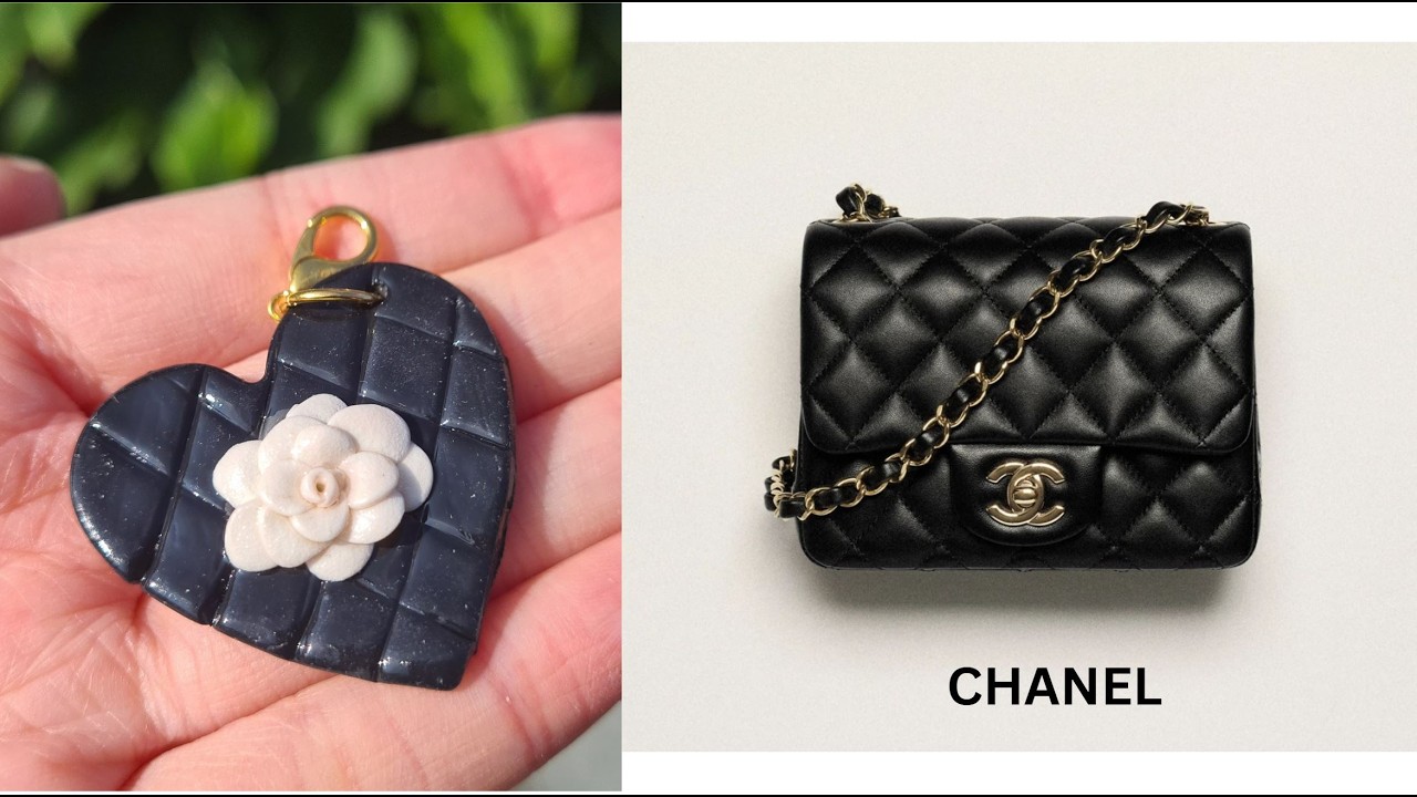 DIY Polymer Clay Love Heart Bag Charm | Inspired By Chanel Handbag