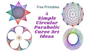 Parabolic Curve Circle Designs | Curve Stitching Circle Designs | inspired by string art | Printable