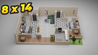 8x14 house design 2 bedrooms