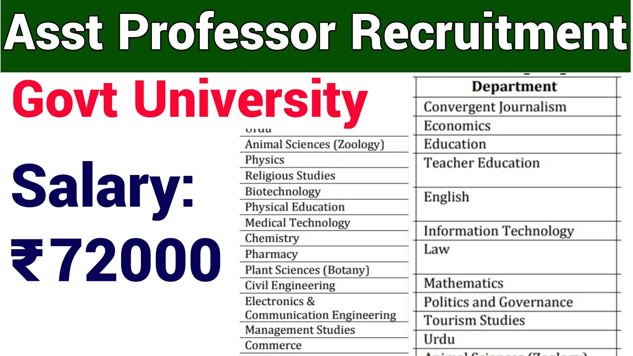 ASST PROFESSOR in GOVT UNIVERSITY VACANCY 2022 II 117 POSTS II 25 SUBJECTS  I 72000 Rs SALARY PM - YouTube