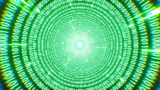 Green Matrix Binary Number Data Tunnel Loop Motion Background 4K