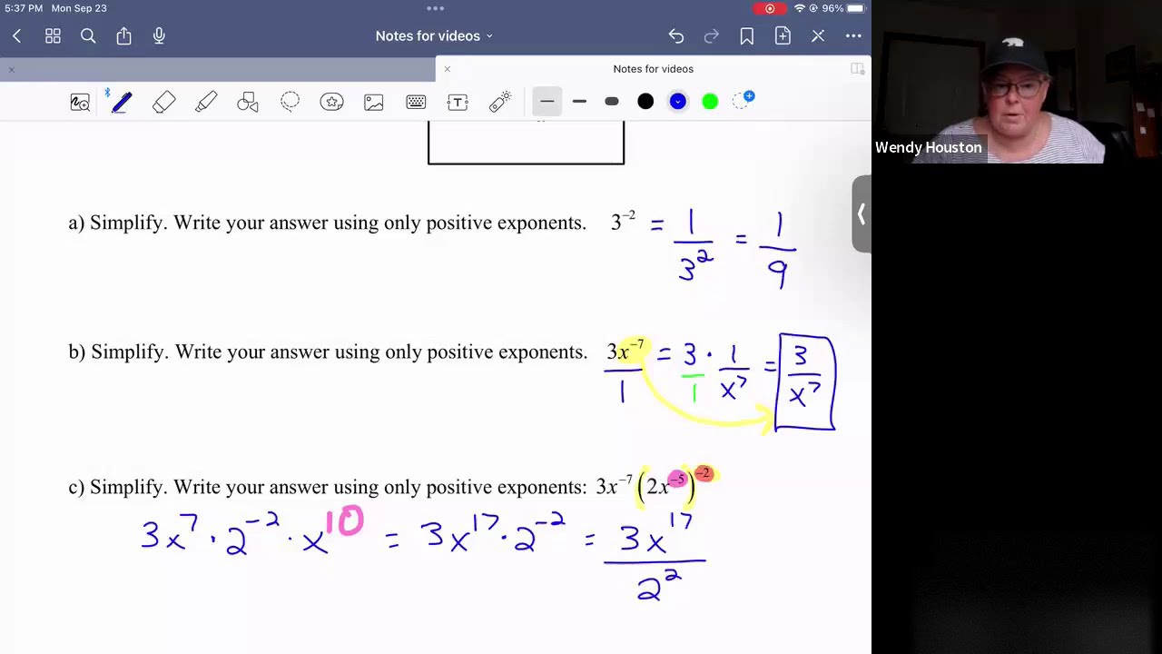 Simplify expressions using negative exponents