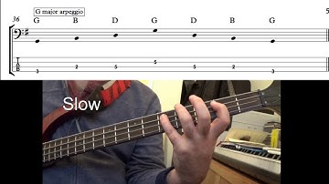 How to play G major  arpeggio - One octave (Bass)