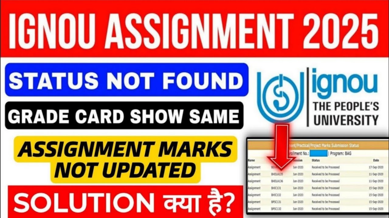 IGNOU Assignment 2025 Problem Solution: Status Not Update, Assignment ...