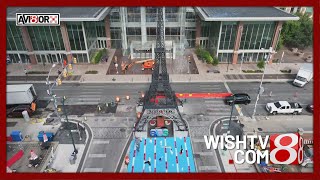 Replica Eiffel Tower from Olympic swimming trials finds a new home