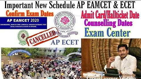 Ap Ecet and Eamcet 2020 New schedule Dates | Issue of Admit Card | Counselling Dates | Cancel