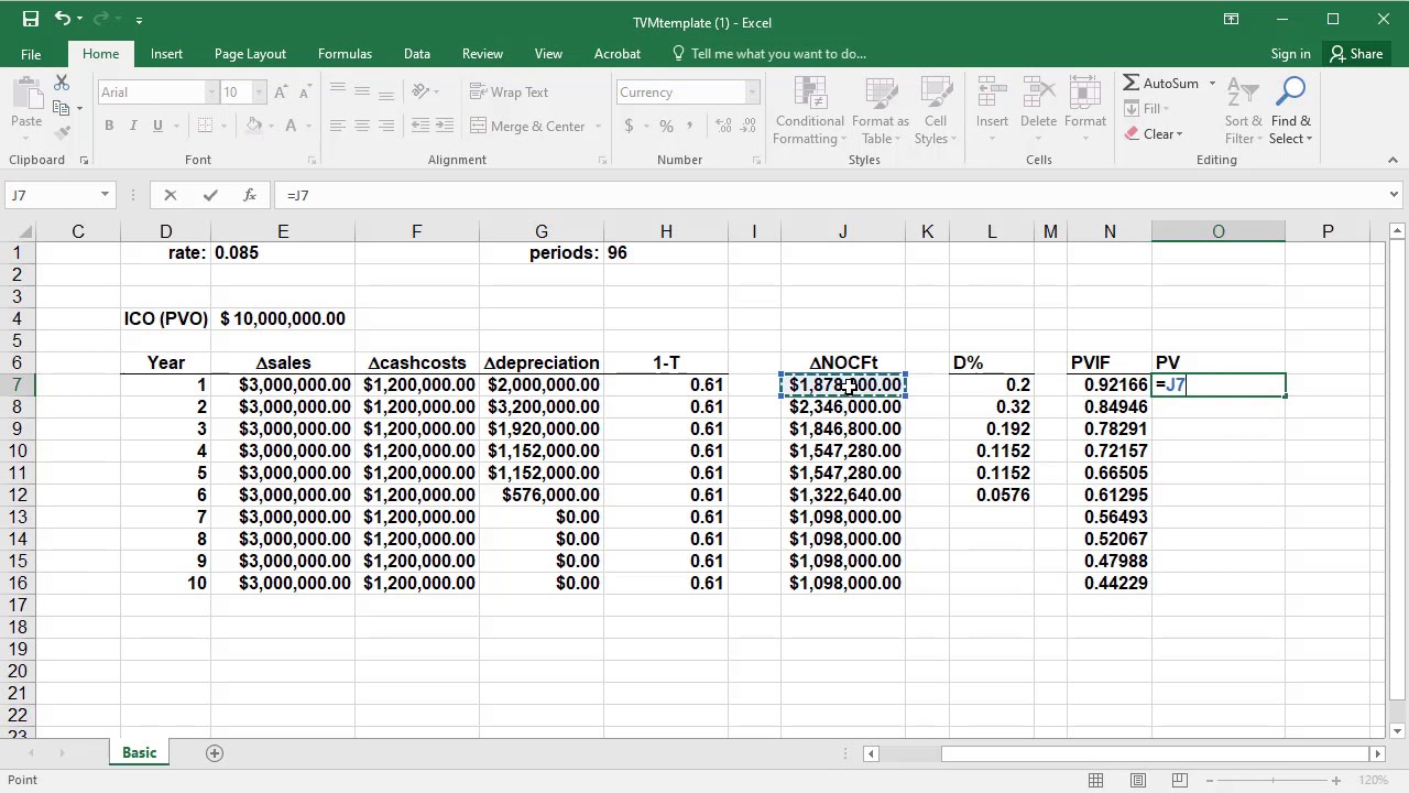 Calculating Incremental Net Operating Cash Flow Using Excel - YouTube