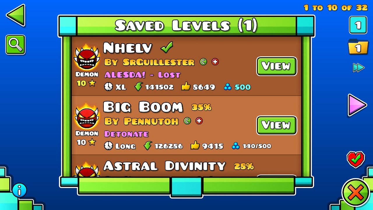 Nhelv 100% (Free Extreme Demon) by SrGuillester - This level is in the Top 100, currently #49 on the Demons List.