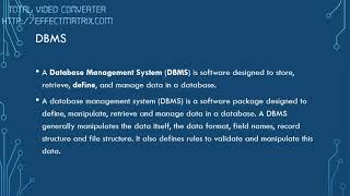 DBMS | Schema | SQL | Database | MySql | Application of SQL| Type of Schema | Database Objects|RDBMS