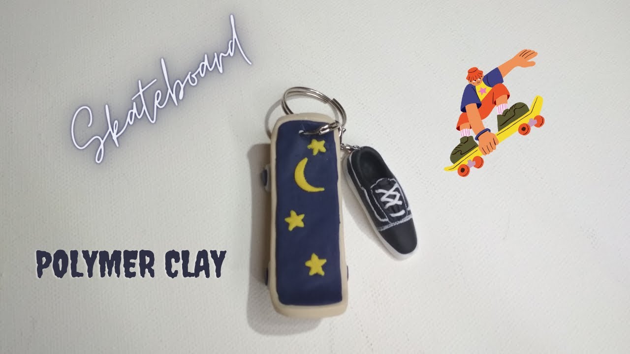 Skateboard Keychain made of clay Diy vicky25crafts YouTube