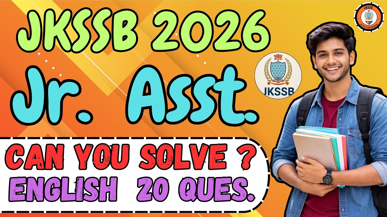 JKSSB Junior Assistant English Mock 2026 | 20 Syllabus-Based Questions 💯 Score Boosting Test #jkssb