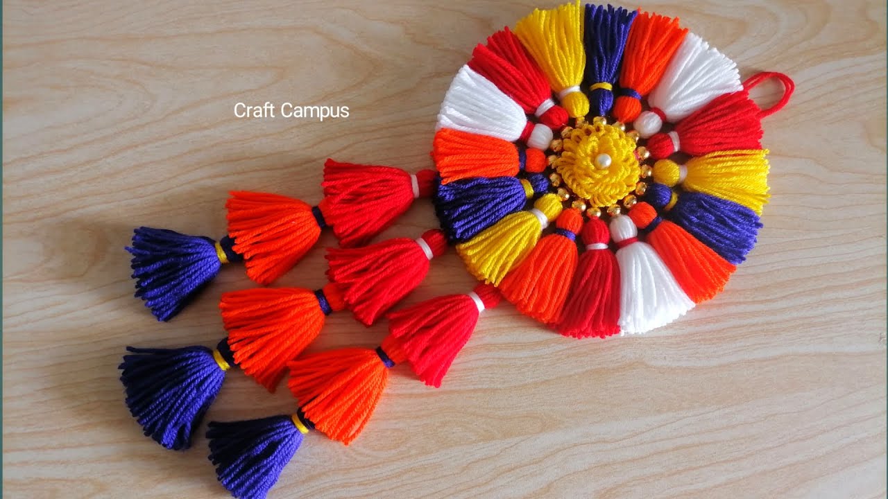 DIY Tassel Wall Hanging | Woolen Wall Hanging Craft Ideas | Woolen ...