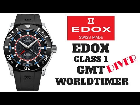 4K) EDOX CLASS 1 GMT WORLDTIMER DIVER MEN'S WATCH REVIEW MODEL