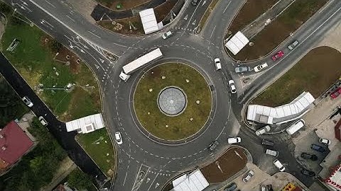Aerial Shot Of Busy Roundabout Stock Video