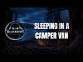 Sleeping in a Camper Van by the Lake | Rain, Fire & Wave Sound | Black Screen 10 Hours
